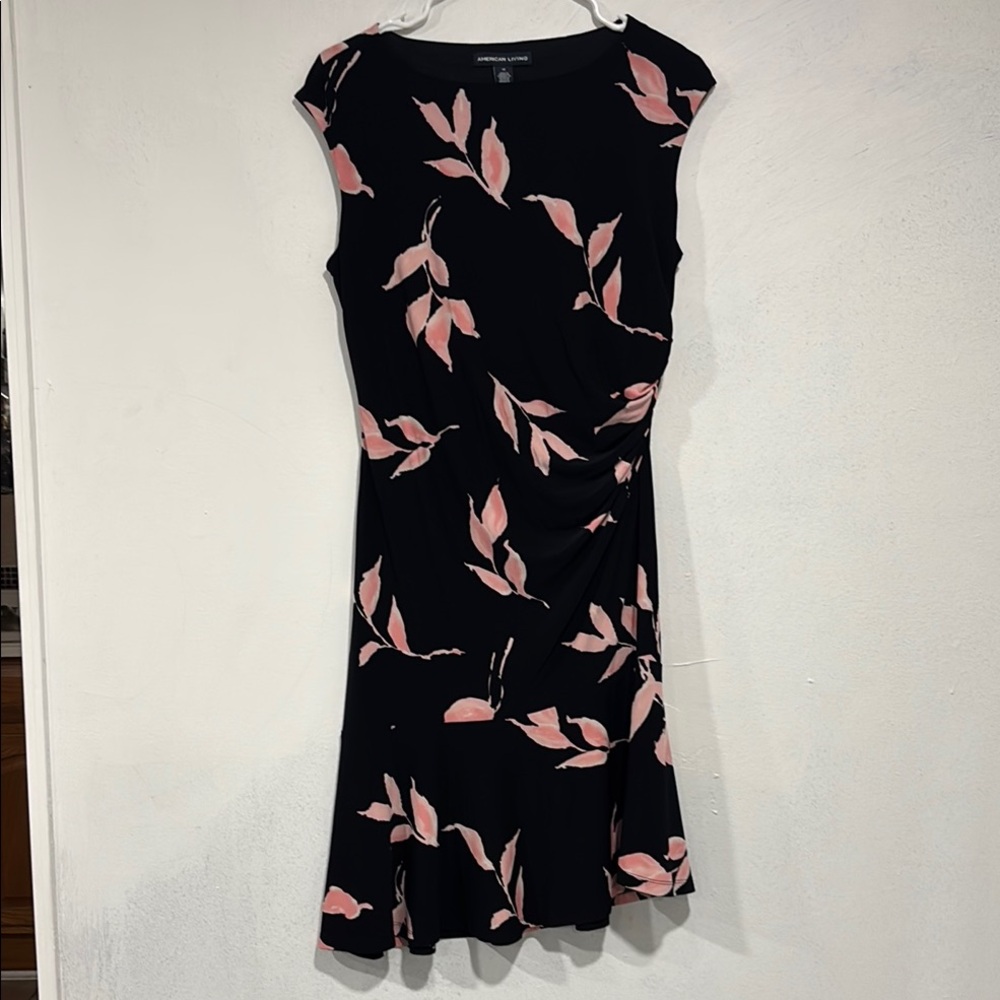 American Living Black and Pink Sleeveless Sheath Midi Dress